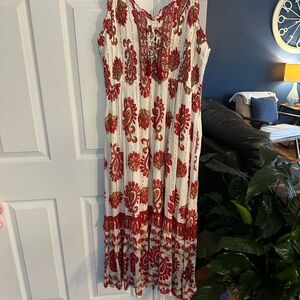 Floral Red and White Summer Dress